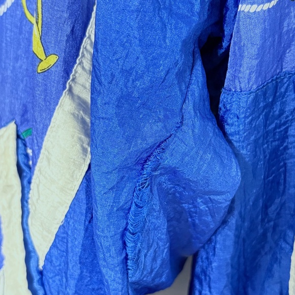 Vintage Active Exposure Nautical Windbreaker Jacket Blue Flags Anchors USA Theme - Picture 6 of 6